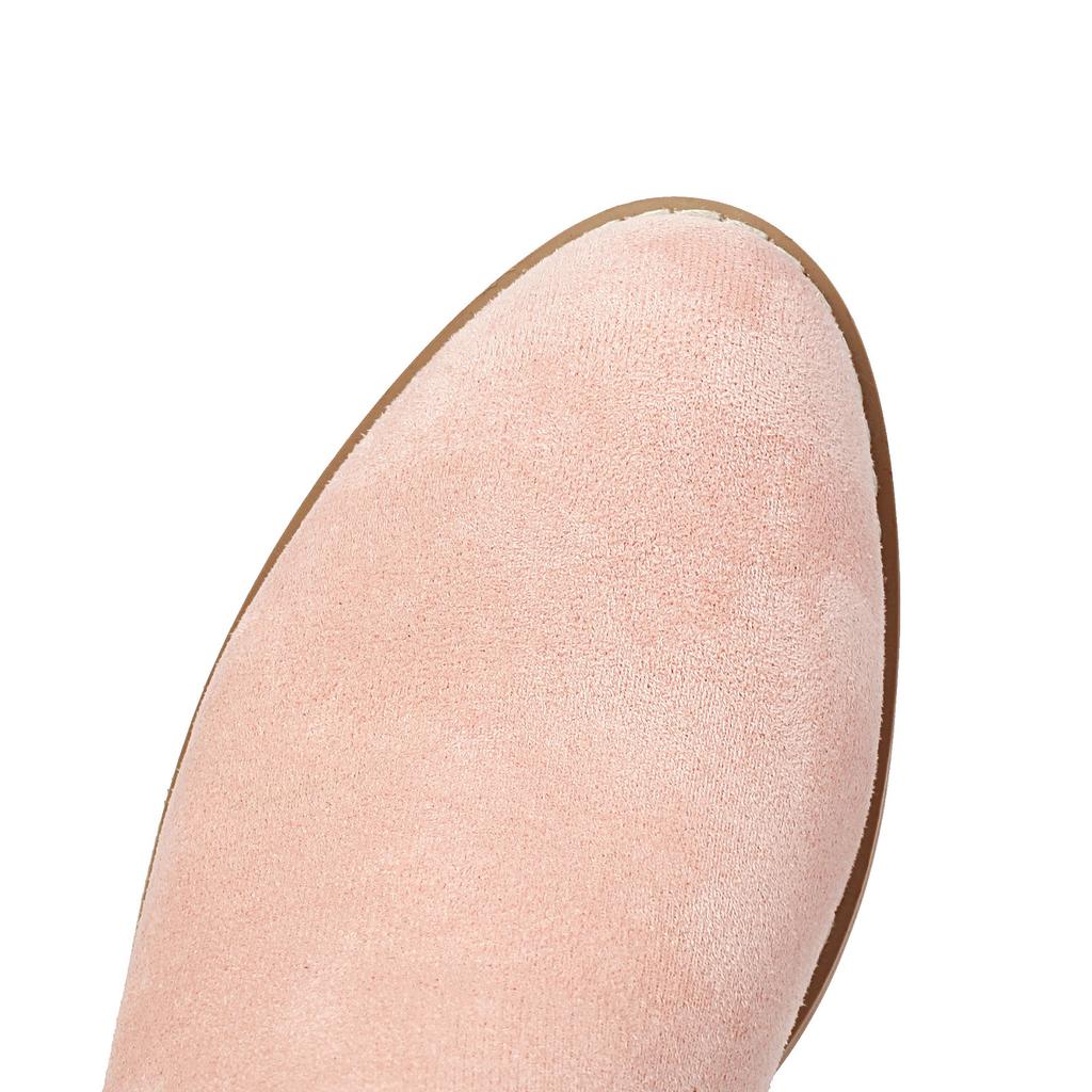 Women Ankle Slouch Boots Cowboy Western Booties Cowgirls Flock Slip On Fall Winter Shoes