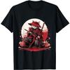 ALzvuLg Japanese Art Cat Ninja Ukiyo-e Anime Style Samurai Cat T-Shirt