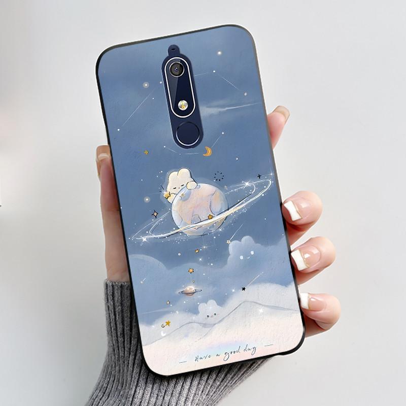 Custodia carina per Nokia 5.1/Nokia 5.1 Plus/Nokia X5/Nokia 5 Cover Shell Stampata Cover Protettiva Silicone Morbido Cartone Animato Nera