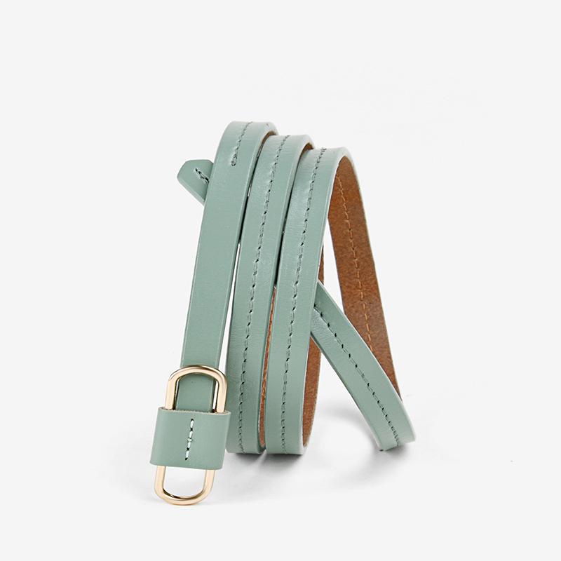 Women's Soft Leather Belt Cowhide Belt Genuine Leather Thin Belt Without Punching Leather
