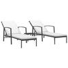 VidaXL Chaises longues 2 pcs avec table Résine tressée Noir,