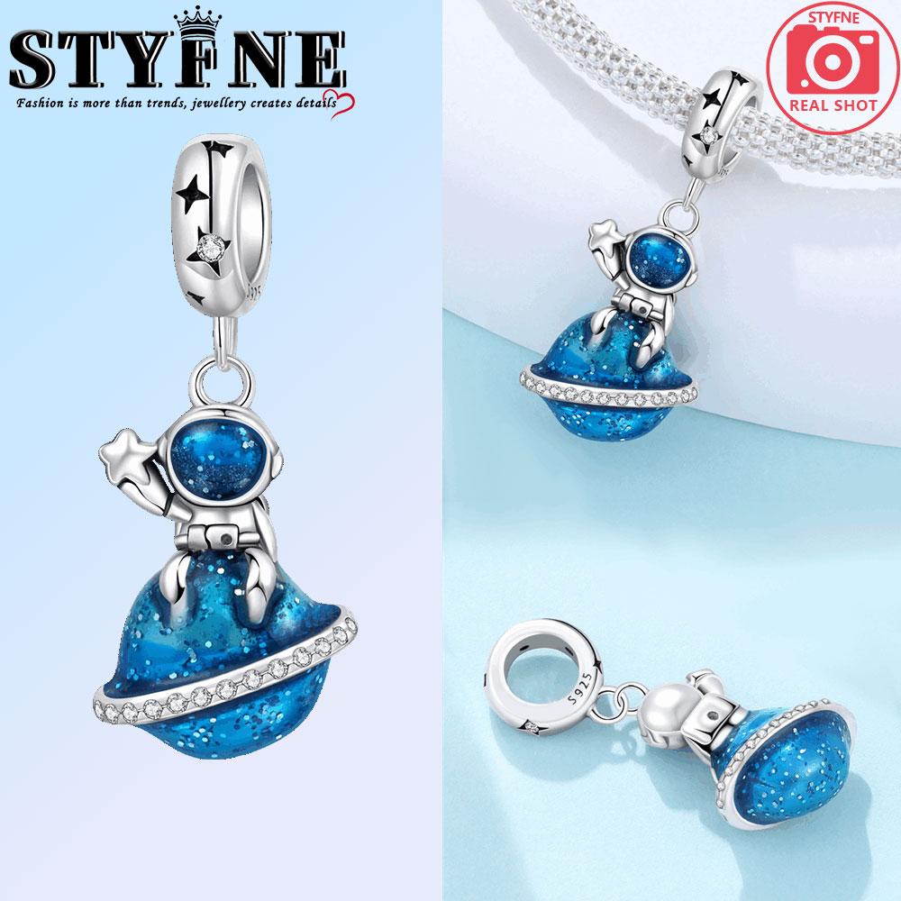 Copper Transportation Blue Astronaut Electric Vehicle Car Charms Beads For Original Bracelet Woman Girl Jewelry