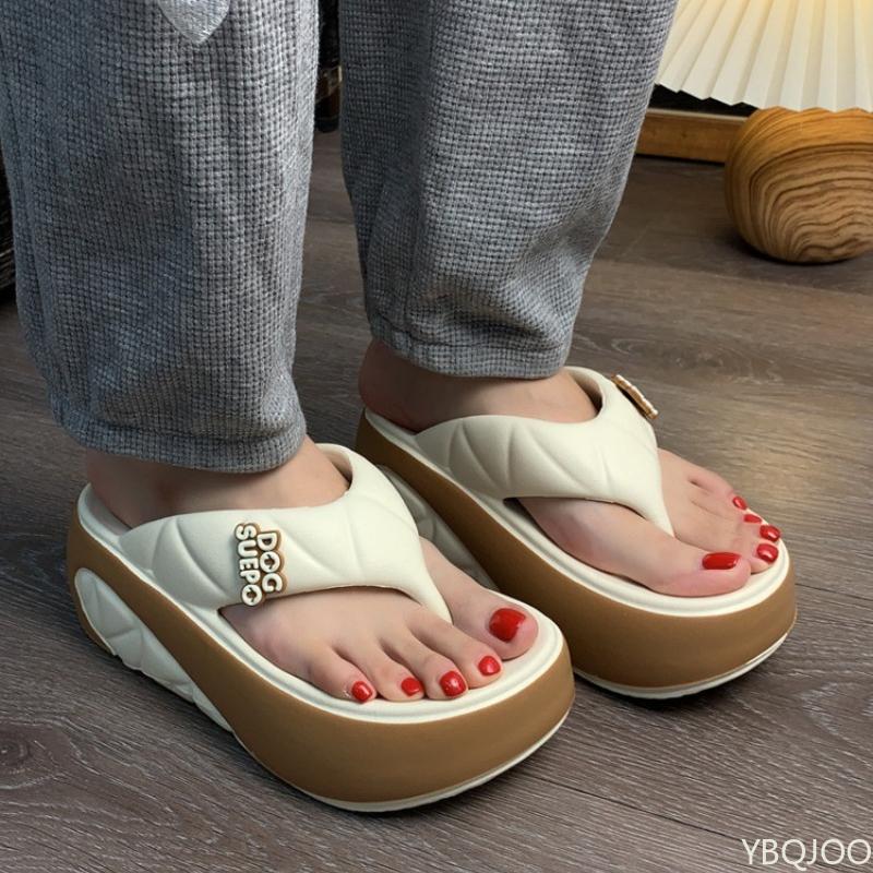 

Fashion outdoor beach flip flops for summer 2025 high-end fashionable comfortable thick soled casual women s sandals for outdoor wear 40-41 бежевый