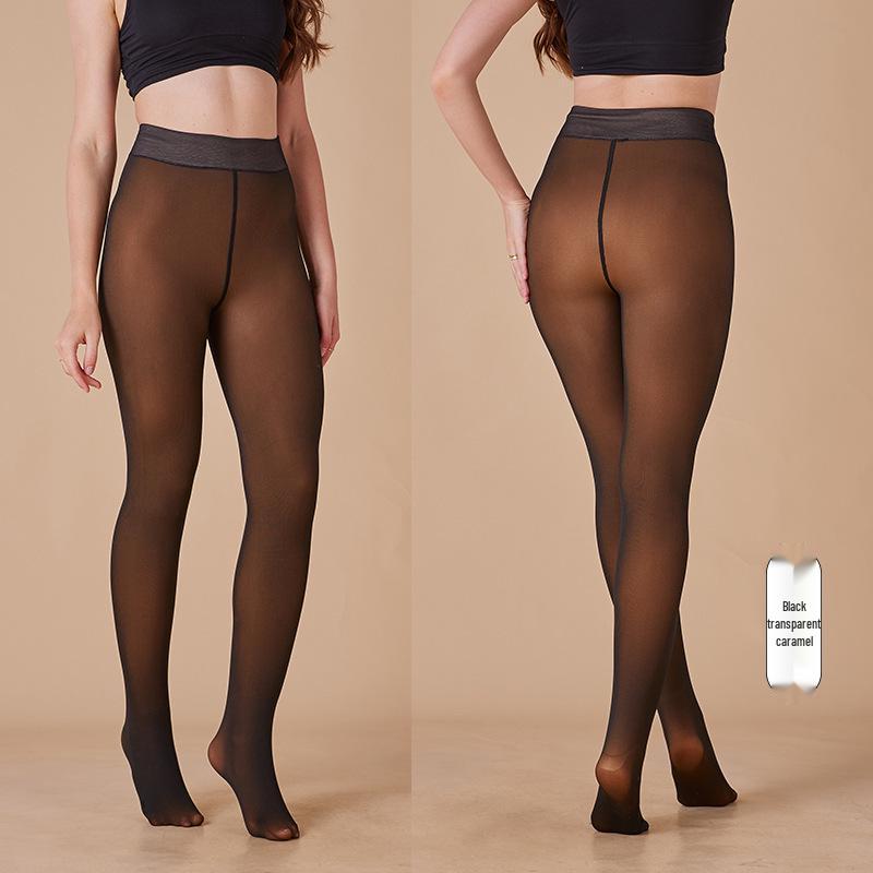 

Plus Size Sheer Fleece-Lined Tights: Women s Warm Autumn/Winter One-Piece Outerwear 80g M-L (80-140 jin)