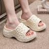 Elegantes Zapatillas de Arrastre Rectas de Fondo Grueso para Mujer, Nuevo Diseño de Diamantes, Zapatos de Playa Antideslizantes de Moda