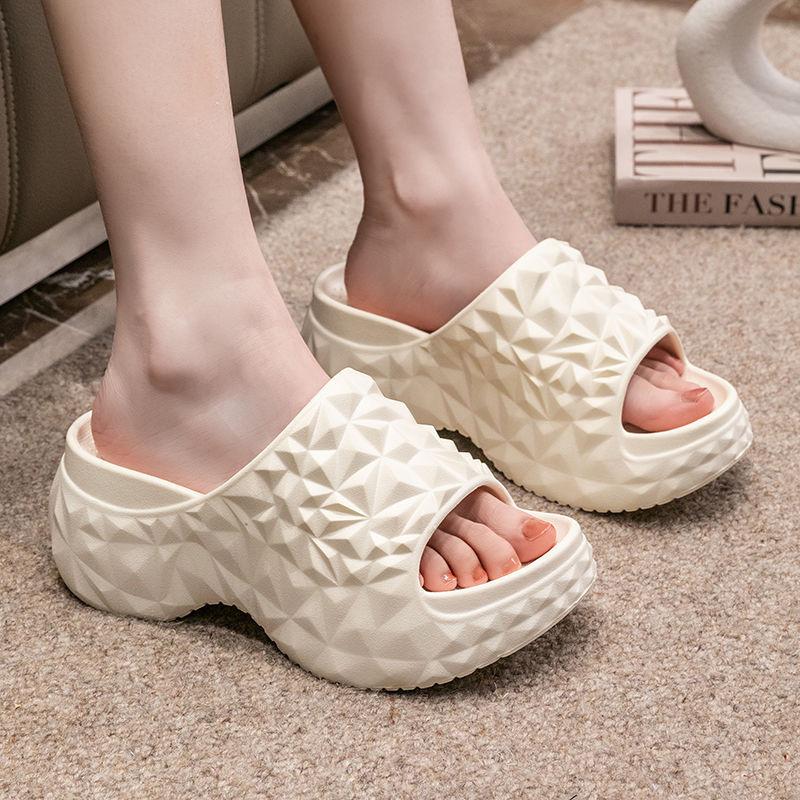 Elegantes Zapatillas de Arrastre Rectas de Fondo Grueso para Mujer, Nuevo Diseño de Diamantes, Zapatos de Playa Antideslizantes de Moda