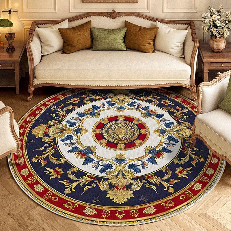 European Style Living Room Round Carpet Room Decor Non-slip Floor Mats 200cm Study Chair Mat Washable Circular Rugs for Bedroom