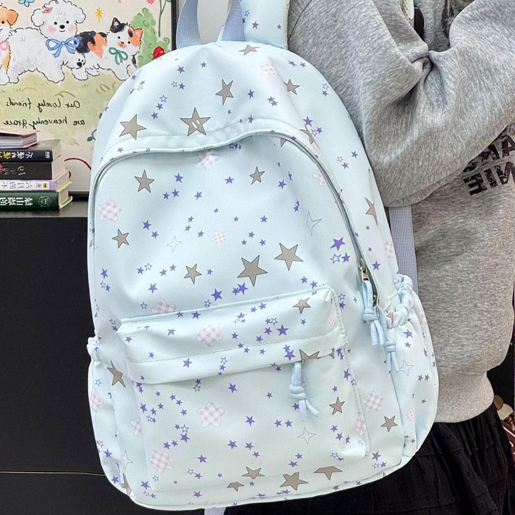 Schoolbag New Star Printed Casual Backpack Middle School School Bag Daily Commuting Large Capacity Double Backpack