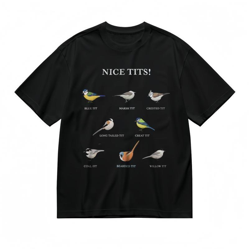 

Women s Slight Stretch Breathable Classic T-Shirt Bird Species Pun Graphic Tee XL