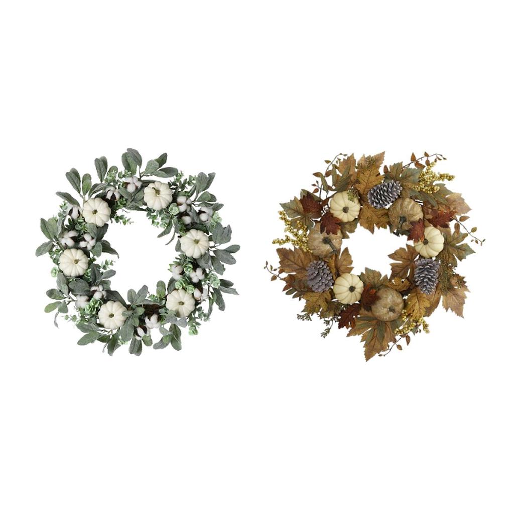 45cm Fall Wreath for Front Door Artificial Leaves Wreath Harvest Door Wreath