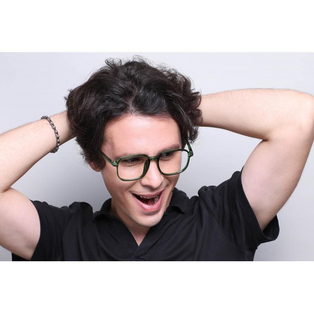 Full Rim Square Transparent Green Smartbuy Collection Ghin G30050 C25 Fashion Unisex Eyeglasses