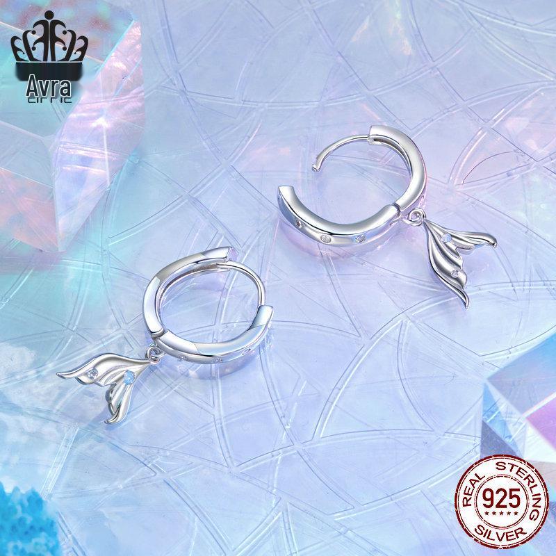 Boucles d'oreilles queue de poisson style océan: Argent Sterling S925 Élégant avec Placage Platine pour Femmes