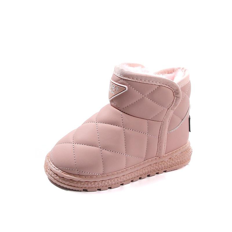 Fashion solid color children's snow cotton 2025 winter explosion baby girl warm short boots thickened boys cotton boots