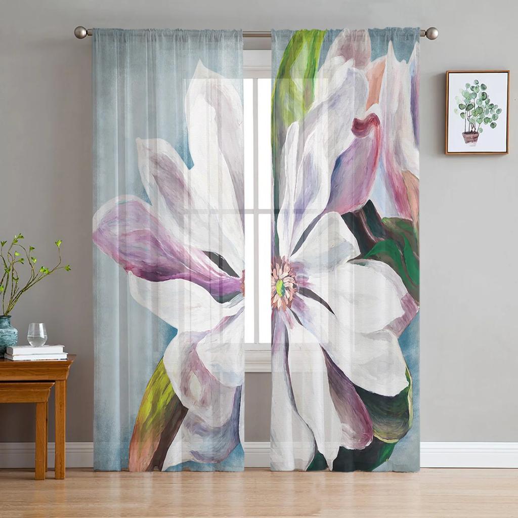 Luxus Tüll Vorhänge Kunst Farbe Moderne Retro Wohnzimmer Küche Chiffon Vorhang Jugend Schlafzimmer Sheer Boden Volant Vorhang