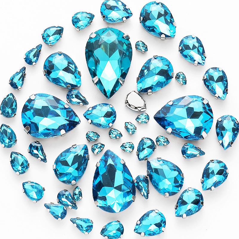 50pcs Hand-Sewn Water Drop Rhinestones: Colored Crystal Glass for DIY Wedding Dress and Clothing Accessories