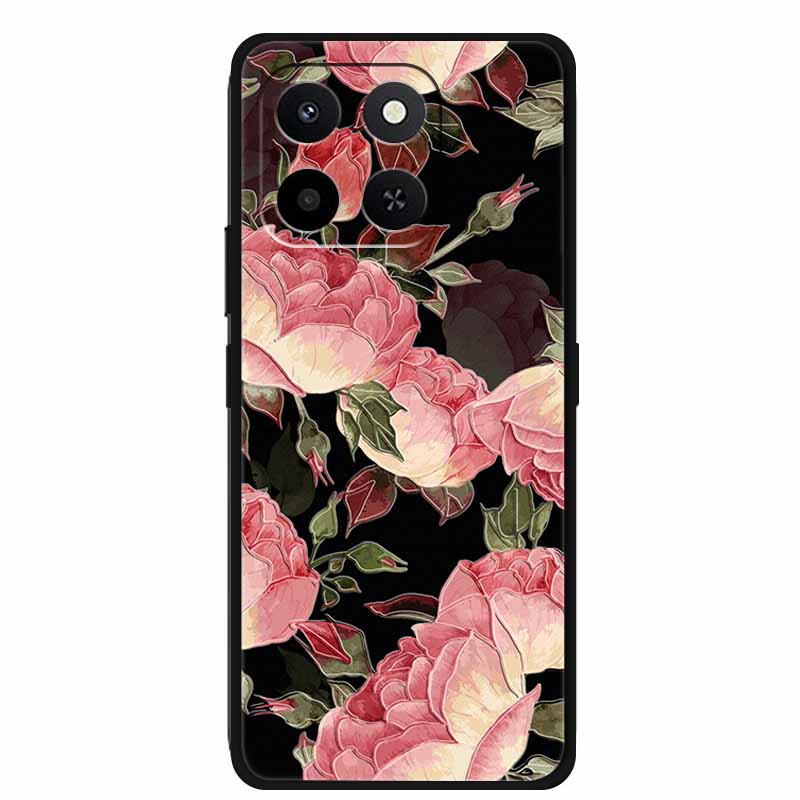 3D Case For Honor X7d 5G Case X 7 d Coque 6.77" Emboss Flowers Black Silicone Soft Back Cover For Honor X7d 4G Cases Shell Funda
