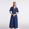 GOELIA Women's Cool-touch Denim V-neck Midi Dress
