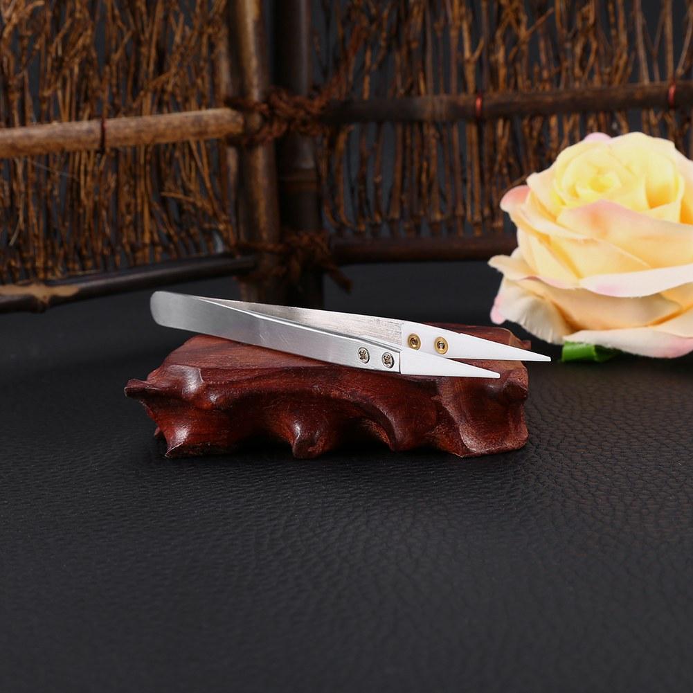 Stainless Steel Ceramic Pointed Tip Tweezer Heat Resistant Anti Acid Anti Static