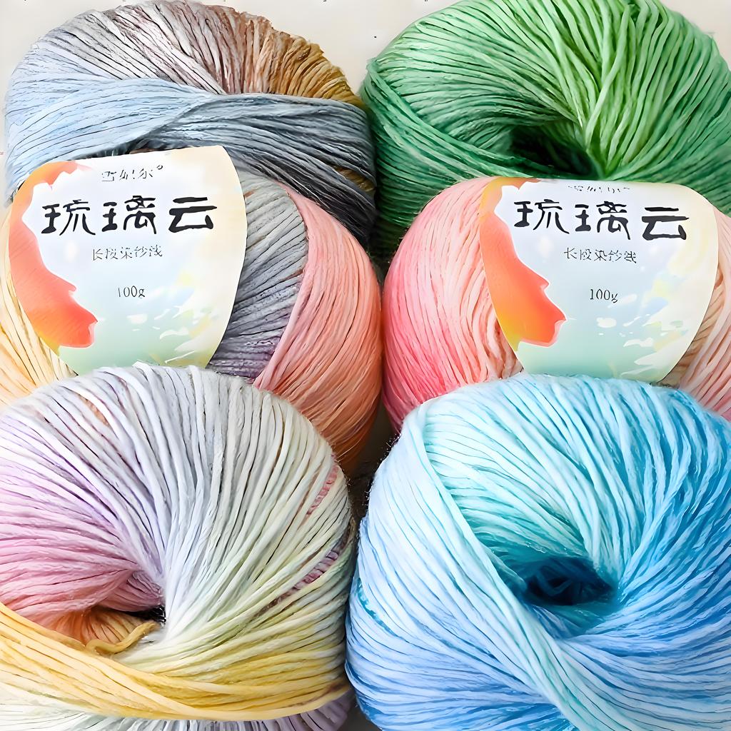 Handmade Gradient Color Glazed Cloud Dyed Acrylic Cotton Blend Knitting Yarn Eco-Friendly Recycled OE Technics Super Soft Sewing