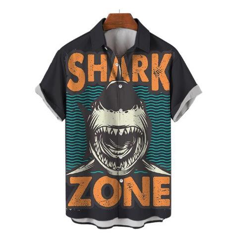 1116 Cool Cute Shark 1D Print Pattern Men's Shirt Street Casual Men's Shirt