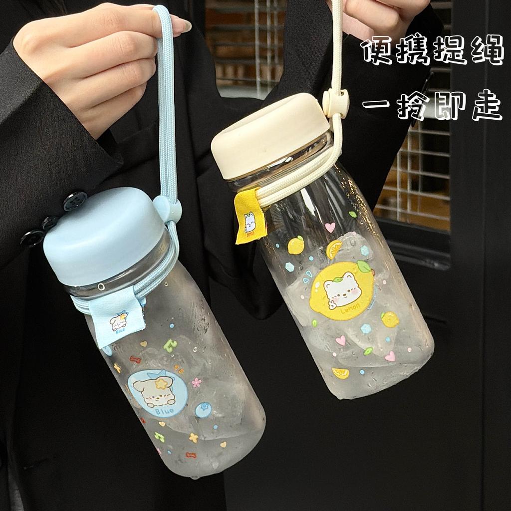 Water bottle high value cartoon children's water cup cute pet milk cover cup portable portable sealed leak-proof plastic cup tea cup