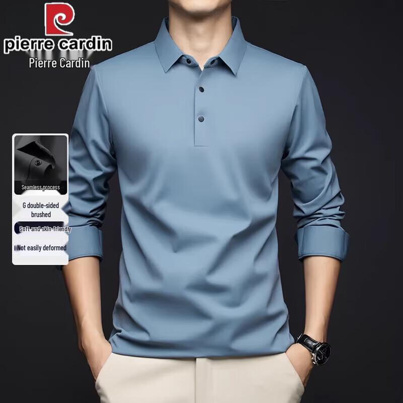 

Pierre Cardin Men s Seamless Business Casual Long-Sleeve Polo Shirt L