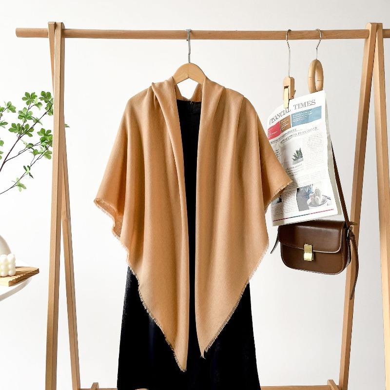 Spring new high-end imitation cotton and linen cm large square scarf monochrome silk scarf shawl women's scarf