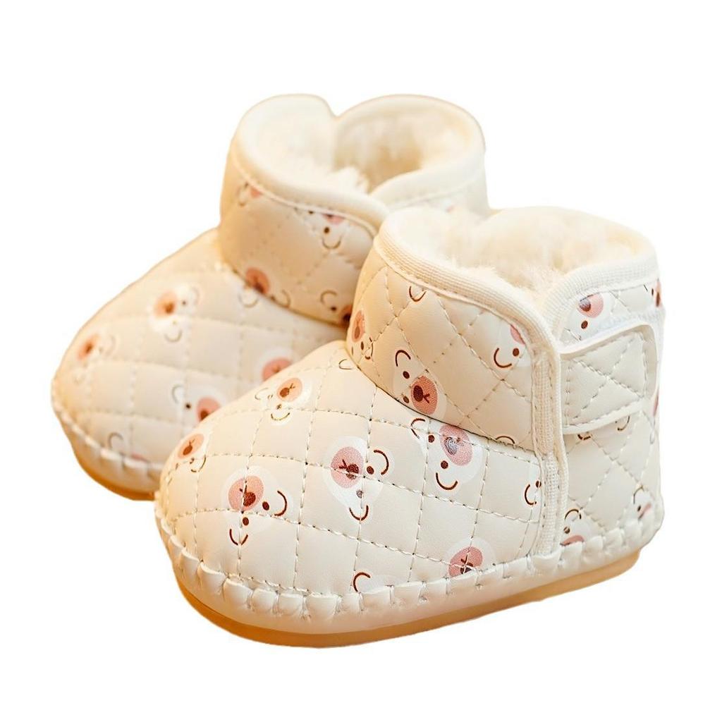 Scarpe per primi passi da bambino antiscivolo con suola morbida, cartoni animati, con velluto, per bambini da 0 a 1 anno