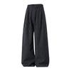 Mens Loose Retro Casual Drooping Straight Long Imitation Wool Trousers