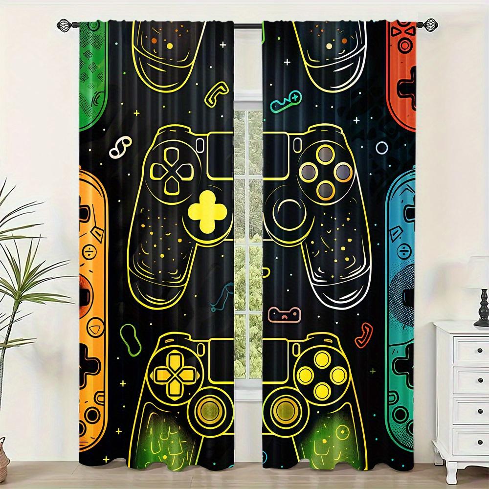 2pcs Gamepad Pattern Curtains Decorative Window Drapes Window Treatments For Bedroom Living Room Home Decor Window Blinds Drapes