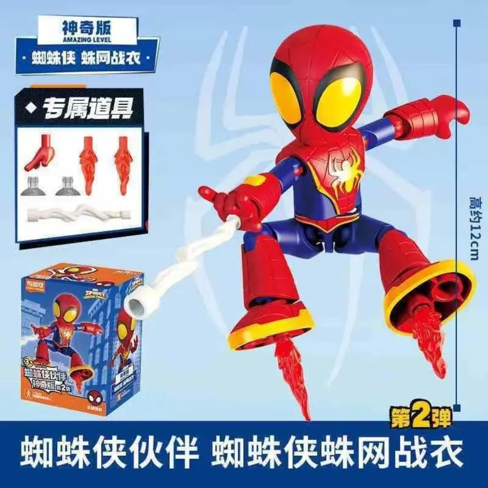 Marvel Spider-Man Baustein-Steckspielzeug 12cm Iron Man Peter Parker Miles Morales Spider-Gwen Actionfigur Baustein