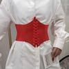 Solid Color Elastic Women Corset Exquisite Shaping Craftsmanship Faux Leather Lace-up Wide Belt Clothes Accessories