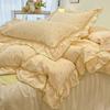 3/4Pc Korean Princess Style Floral Ruffles Bedding Set Single Queen Size Soft Skin-friendly Washed Cotton Duvet Cover Pillowcase