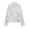   European and American Style New Women's Clothing, Metallic Effect with Belt Shirt 4387/801/537