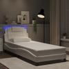 Vidaxl LED Bed Frame, White, 80X200 Cm, Faux Leather