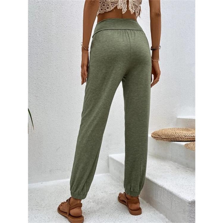 Summer Women's Home Pants Temperament Casual Loose Insert Pocket High Waisted Trousers