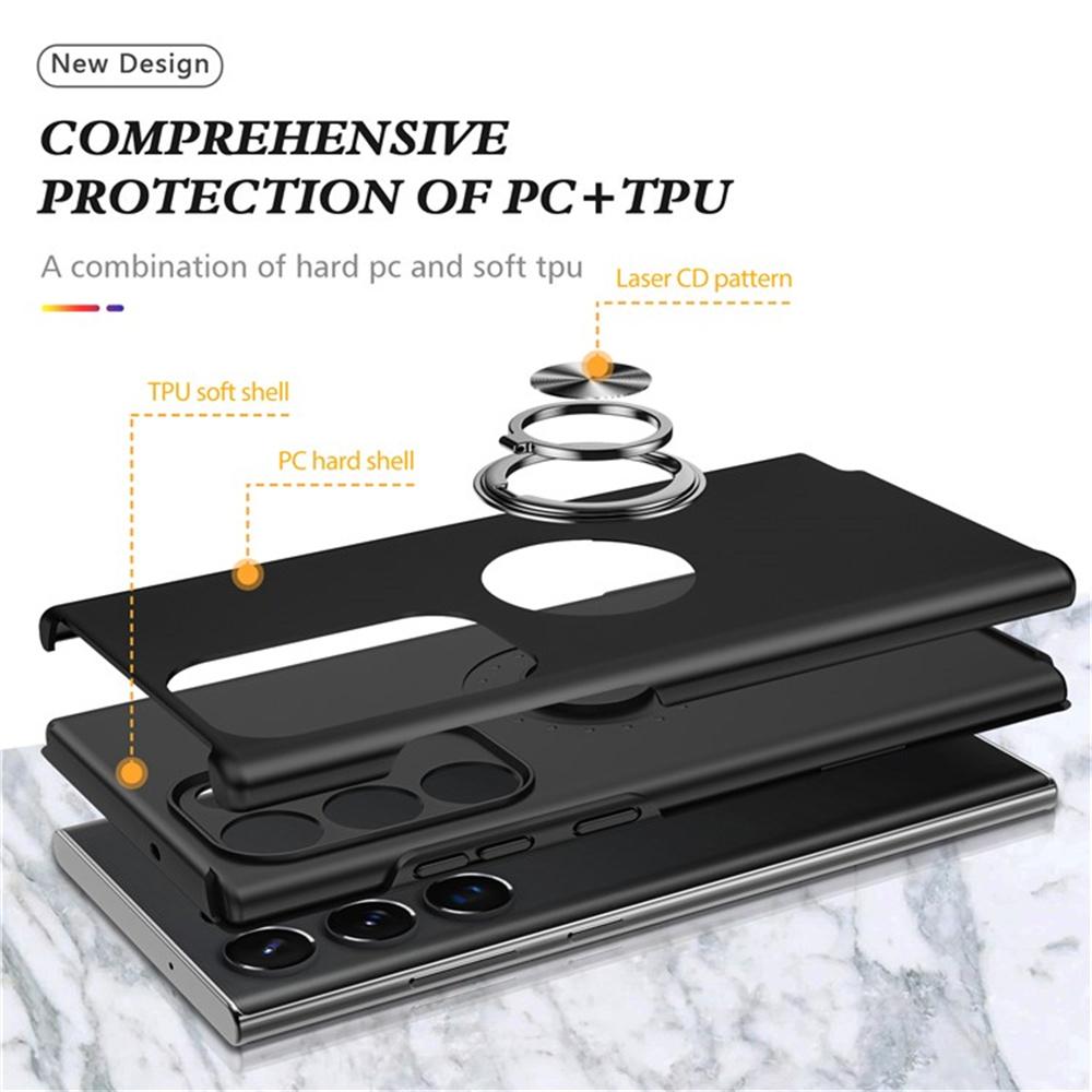 For Samsung Galaxy S25 Ultra Case PC+TPU Phone Cover with Rotatable Ring Holder