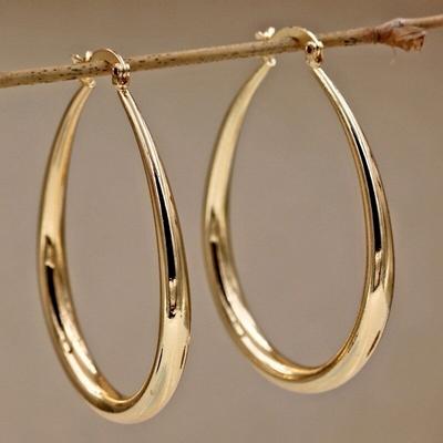 Gold Color Women Earrings Fashion Smooth Hoop Earrings for Women Engagement Wedding Jewelry Gift KTJ