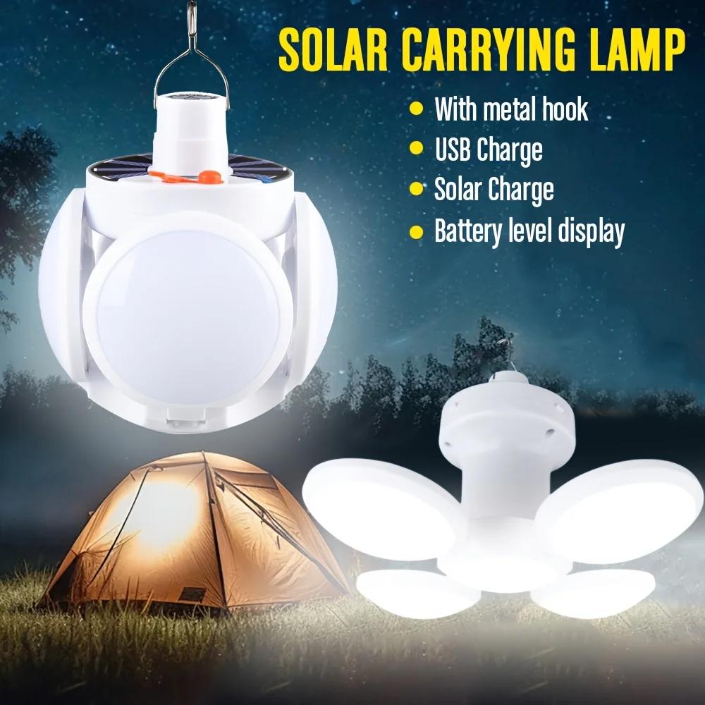 Solar Rechargeable Camping Lantern Light,Portable LED Flashlight,Outdoor Hanging Lamp,Hook,Multi Angle Lighting,Camping Fishing