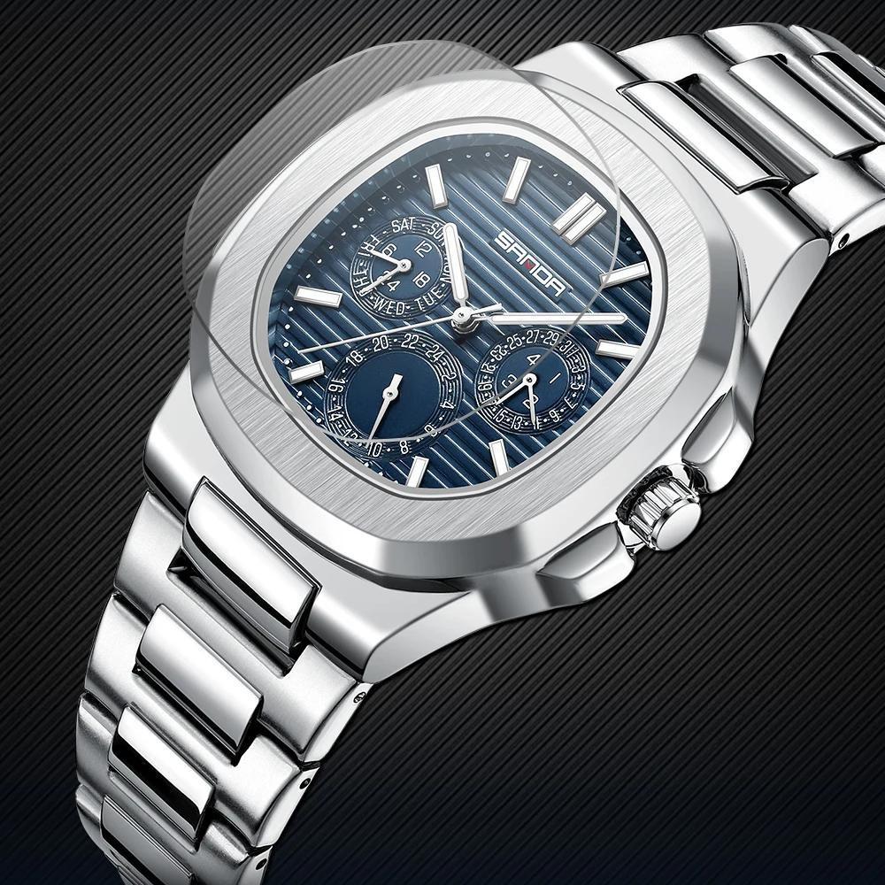 Luxury Business Men's Quartz Watch Waterproof Luminous Three Pin Six Hole Timer Fashion Men's Clock