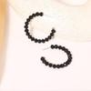 New Korea Fashion C-shape Black Crystal Stud Earrings for Women Temperament Retro Bride Hoop Earring Jewelry Accessory Gift