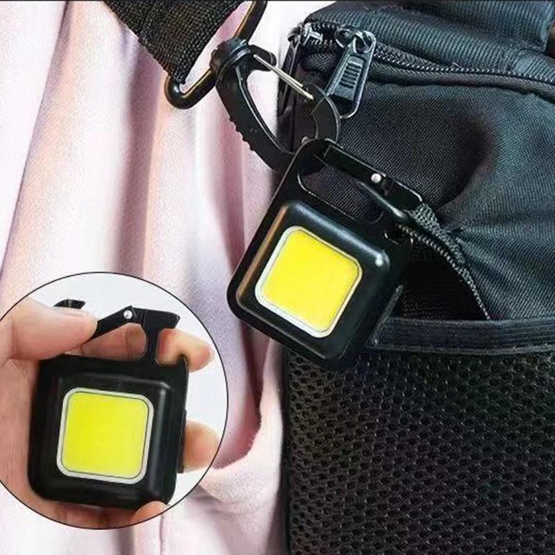 Super Bright MINI COB Keychain Flashlight Charging Lamp Camping Lights with Magnet 4 Lighting Modes for Camping Home