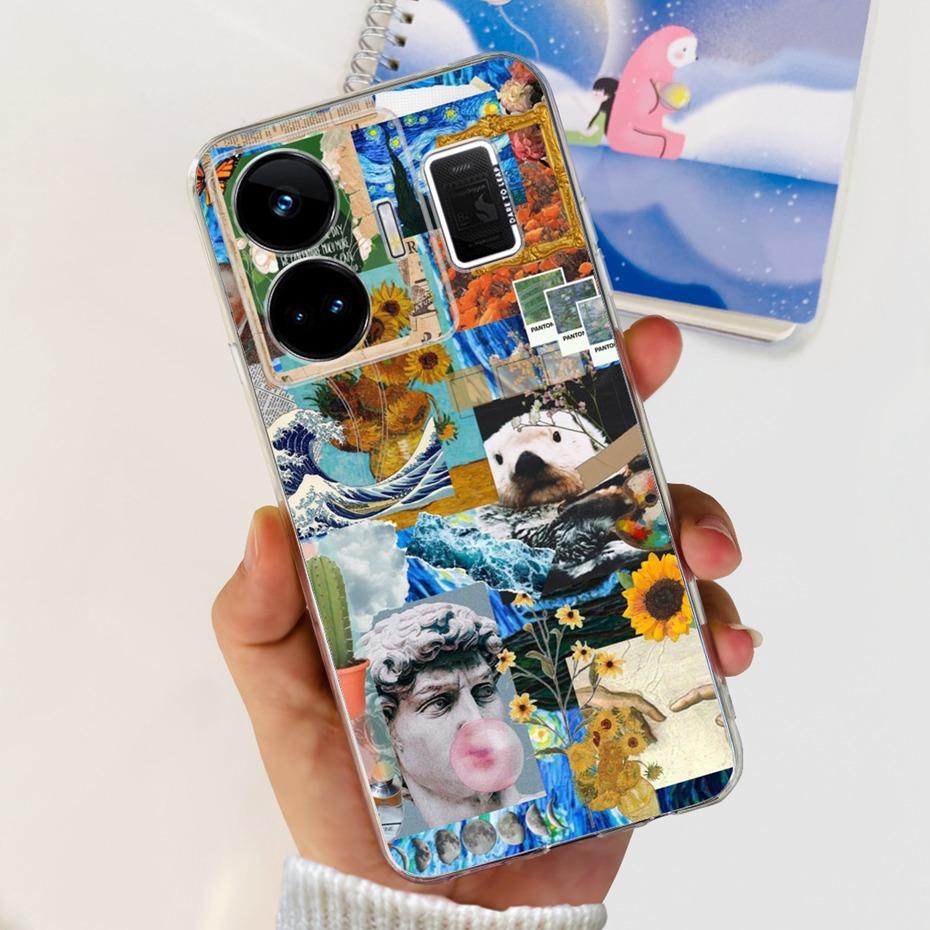 Fashion Pattern Phone Case For Realme GT Neo 5 GT3 240W Soft Silicone TPU Back Cover For Realme GT3 GT Neo5 RMX3706 RMX3709
