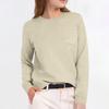 2025 Women's Solid Color Round Neck Long Sleeve Casual Pocket Pullover Sweater - Autumn/Winter European American Style