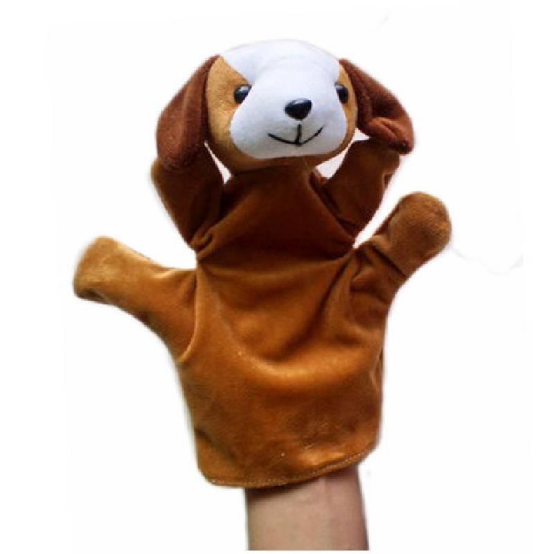 Weiche und entzückende Handpuppen von Gemeinschaftshelfern mit bunten Tiermotiven