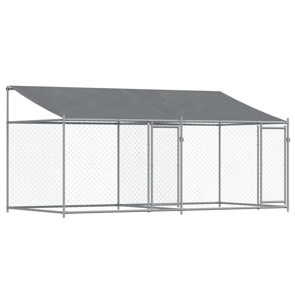 Vidaxl Dog Cage, With Roof and Door, Grey, 4X2X2 M, Steel