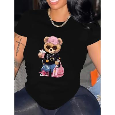 European Size Womens Black Casual Short Sleeve T Shirt