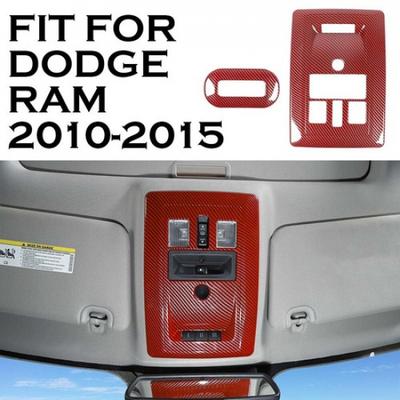 Front Rear Reading Light Panel Cover Trim for Dodge RAM 1500 10-15 Red Carbon