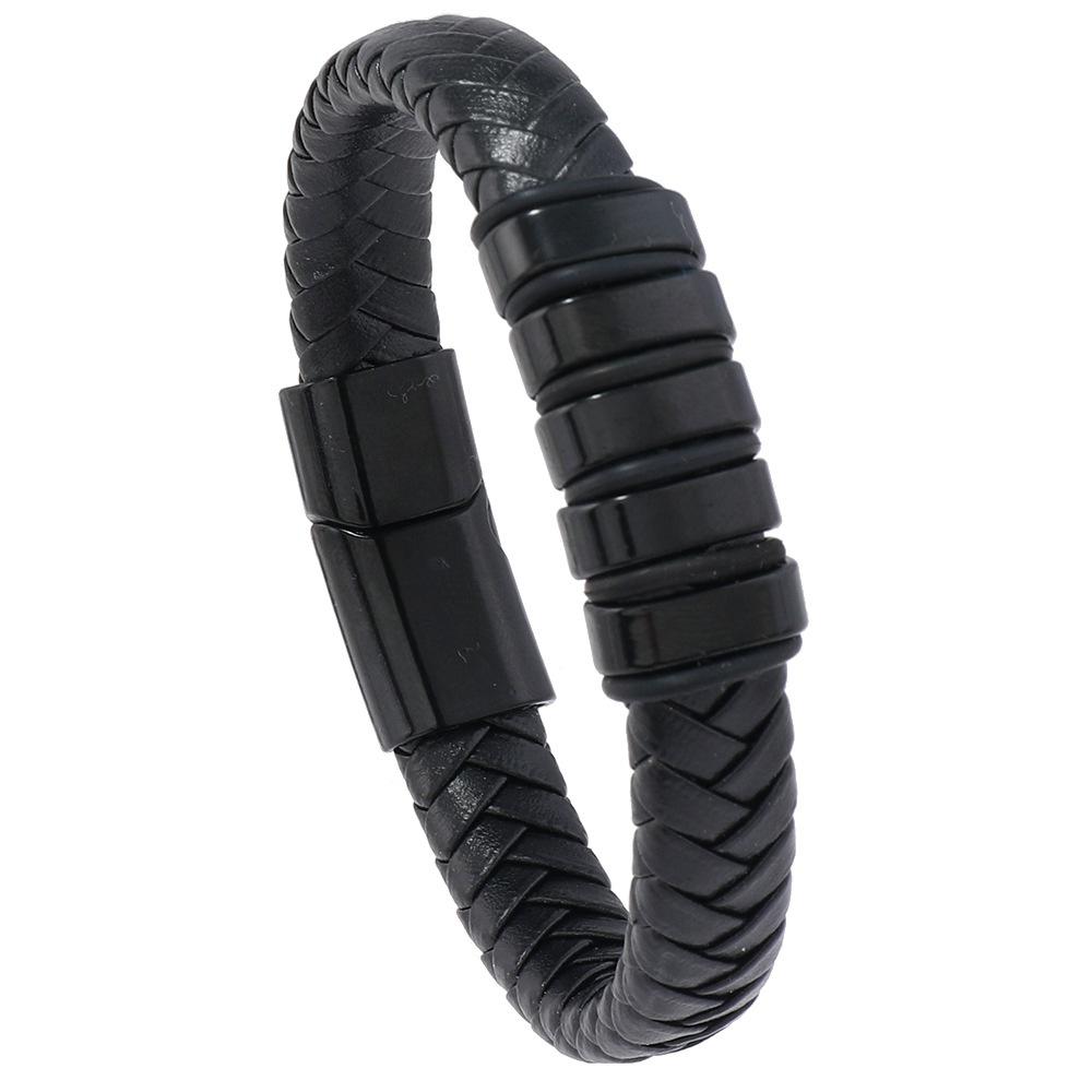 Popular Europe America Trendy Simple Woven Bracelet Alloy Magnetic Clasp Men's Fashion Wristband Jewelry Clothing Accessory