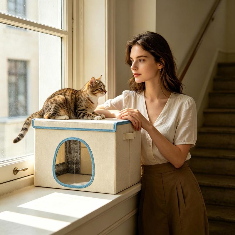 Cooling Cat House for Summer Dog Nest with 6 Ice Packs Cold Dog Shelter Universal Cooling Cat House Foldable Portable Cat House
